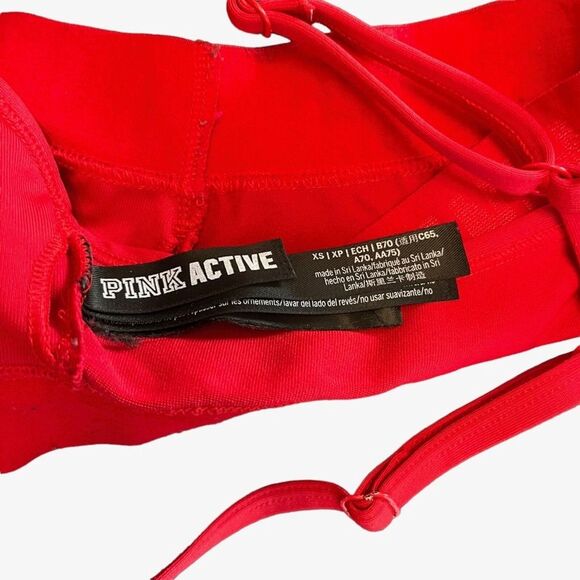 VICTORIA'S SECRET PINK Active Red Gold Spell Out Lightly Lined Bralette Bra XS - Picture 15 of 16